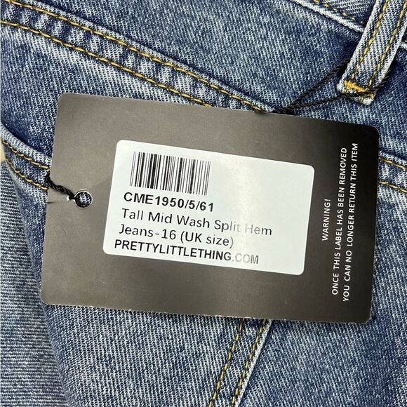 Pretty little things Tall mid wash split hem jeans sz 12 Tall - Picture 6 of 10